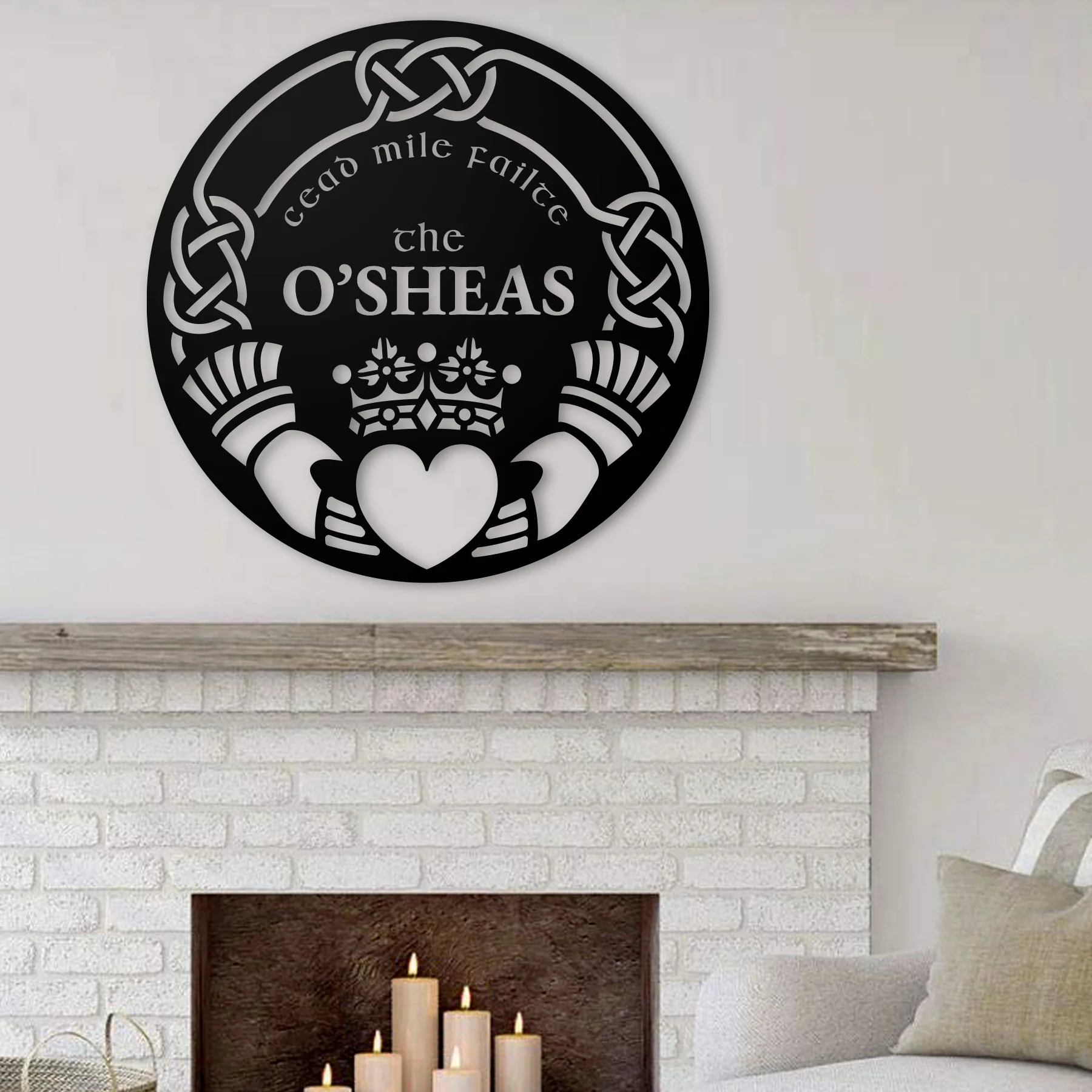 Custom Family Name Claddagh Art - Omega Custom Fabrication LLC