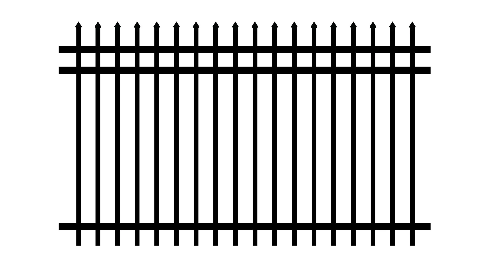Metal Fence Pressed Point Powder Coated 6 ft. x 8 ft. Pickets 3/4 Three Rails - Omega Custom Fabrication LLC