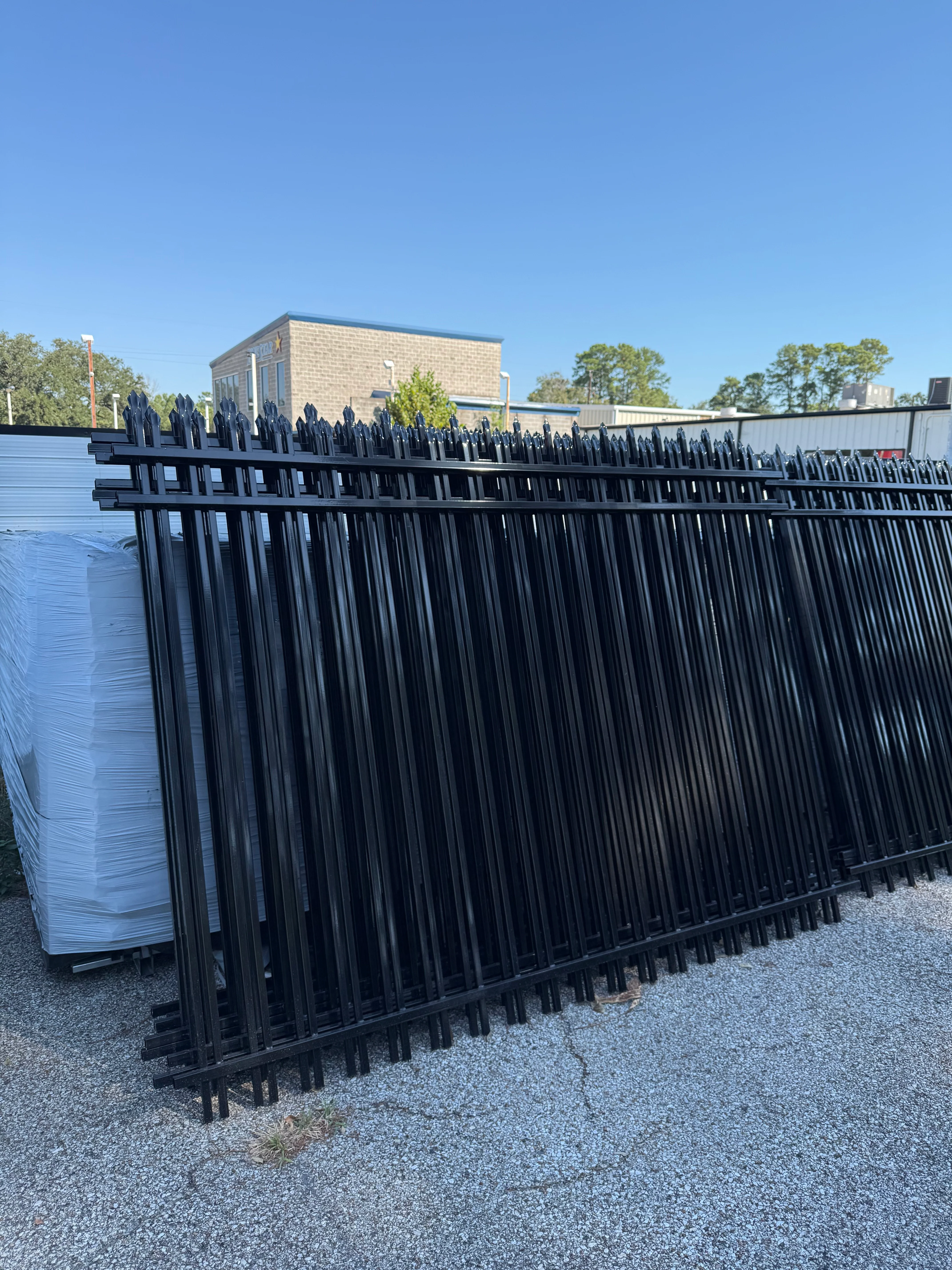 Metal Fence Pressed Point Powder Coated 6 ft. x 8 ft. Pickets 3/4 Three Rails - Omega Custom Fabrication LLC