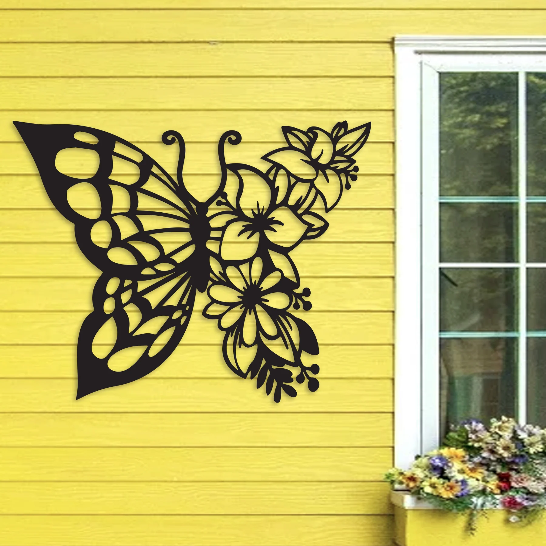 Butterfly Flowers Metal Wall Art - Omega Custom Fabrication LLC