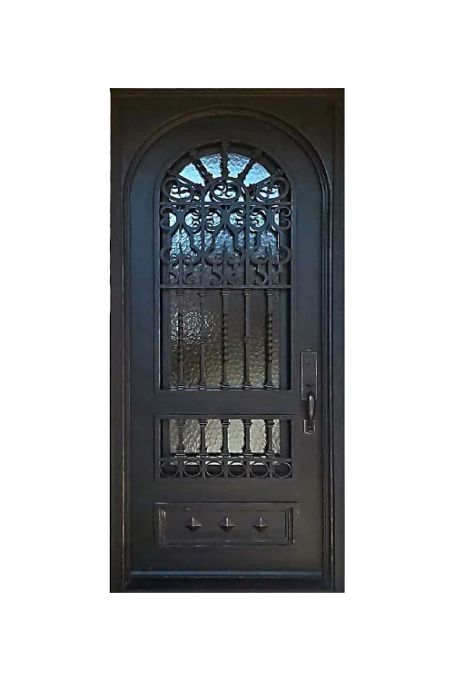 Wellington Single Arched Iron Door - Omega Custom Fabrication LLC