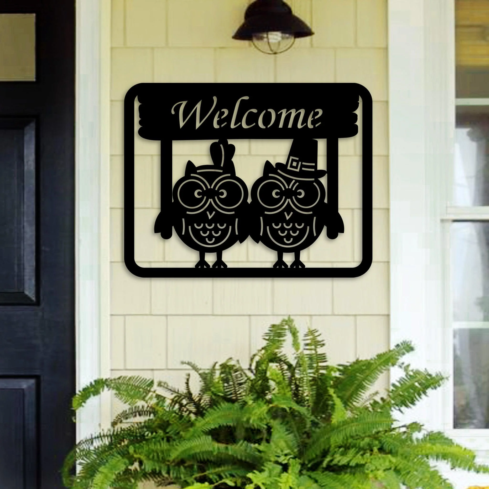 Owl Welcome Sign - Omega Custom Fabrication LLC