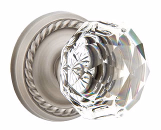 DIAMOND GLASS (CK) PASSAGE (HALL/CLOSET) KNOB WITH 2-3/8