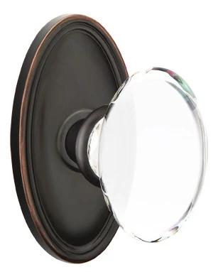 HAMPTON GLASS (HT) DUMMY (PAIR) KNOB WITH TRADITIONAL ROSETTE - Omega Custom Fabrication LLC