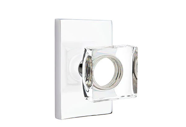 MODERN SQUARE GLASS (MSC) PRIVACY (BED/BATH) KNOB WITH 2-3/8