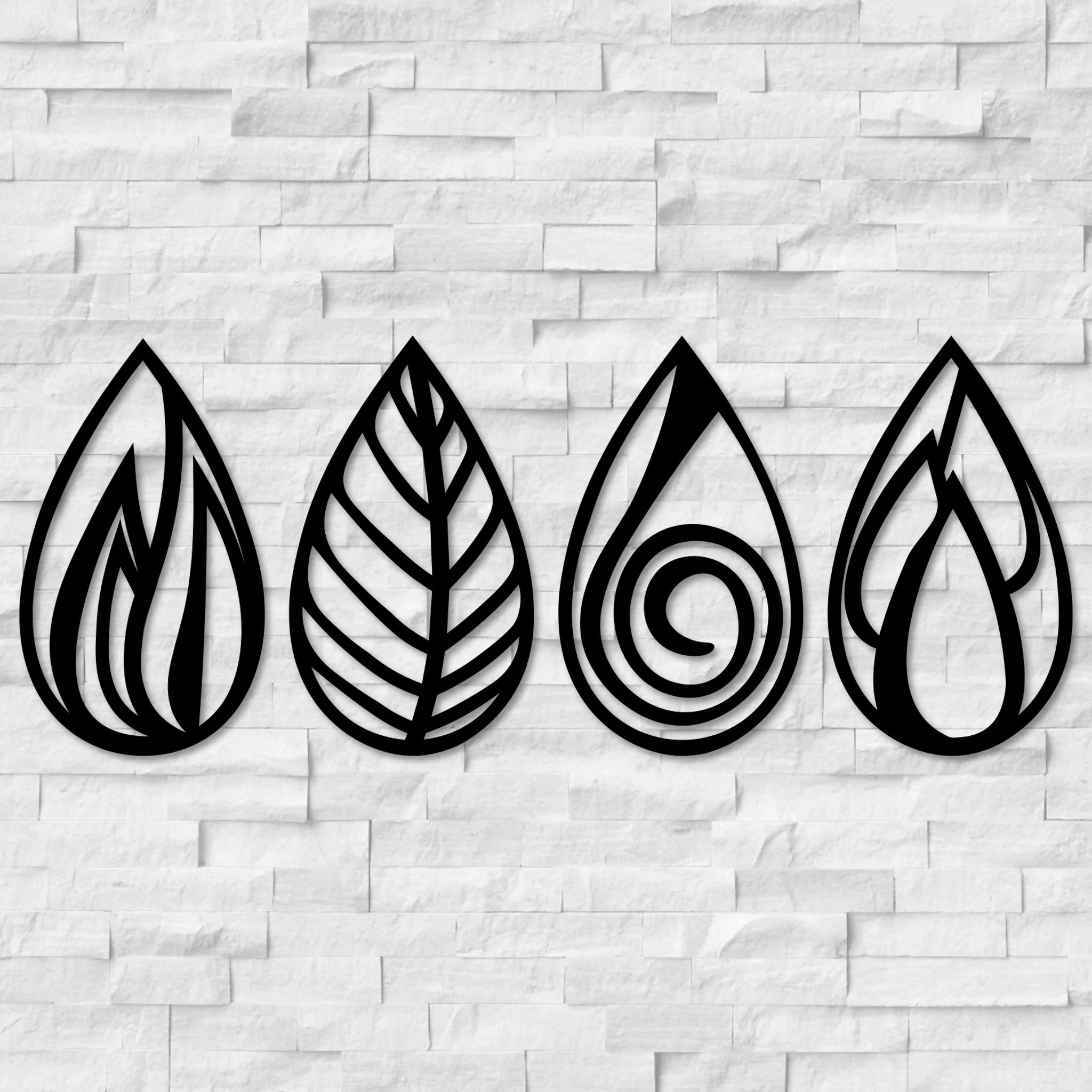 Metal Four Elements Teardrop Wall Art - Omega Custom Fabrication LLC