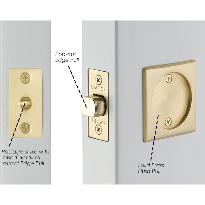 SQUARE PASSAGE (2134) POCKET DOOR TUBULAR LOCKS WITH 2-3/8