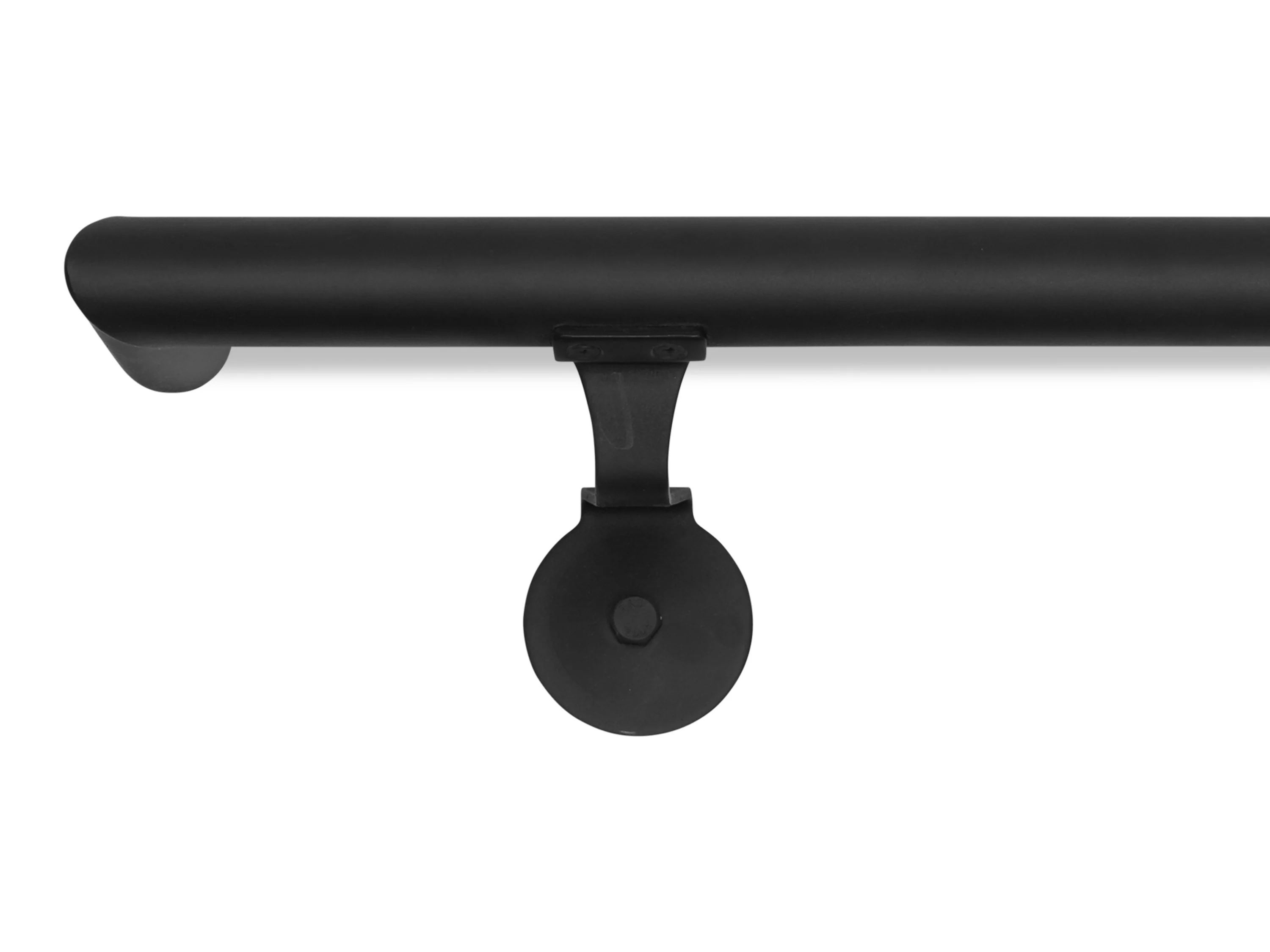 Round Metal Handrail - Custom Made 1.5'' Wrought Iron Handrail with Right Angled Elbow and Flat Black Finish - Omega Custom Fabrication LLC