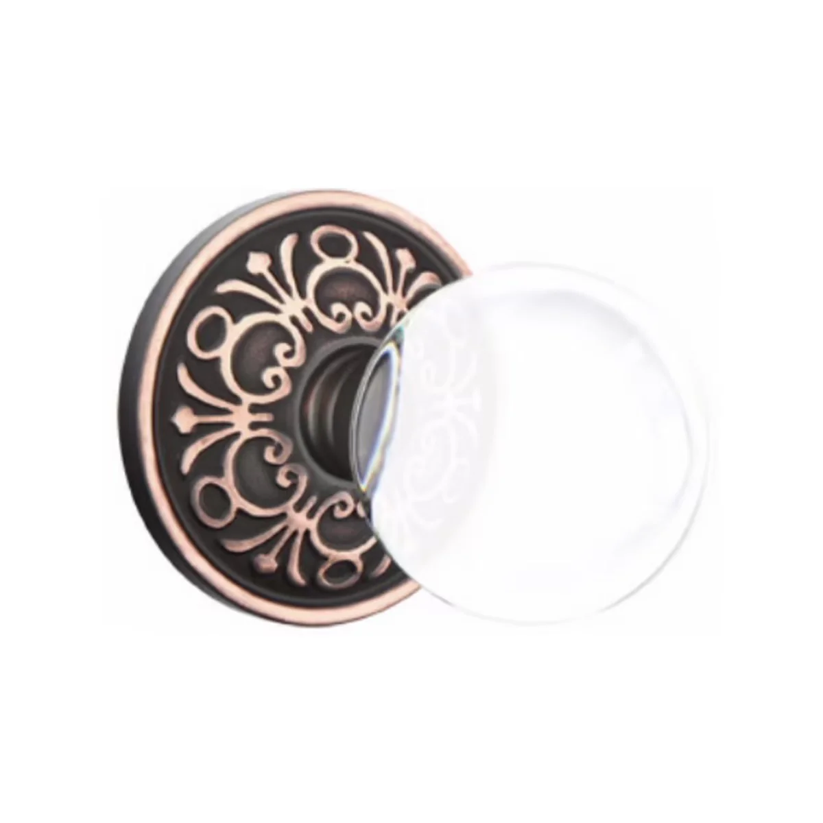 BRISTOL GLASS (BL) DUMMY (PAIR) KNOB WITH TRADITIONAL ROSETTE - Omega Custom Fabrication LLC