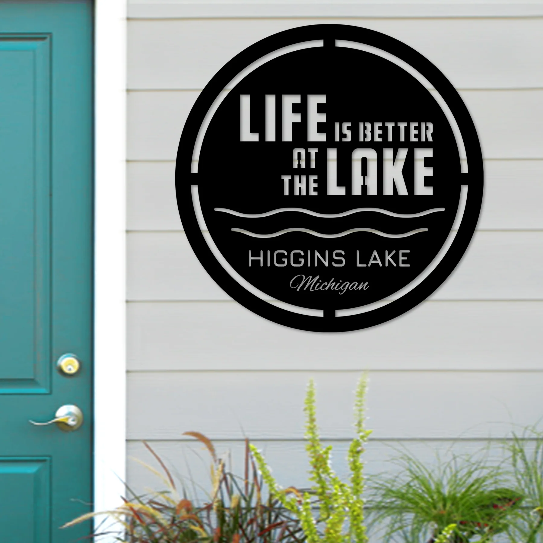 Custom Life Is Better At The Lake Sign - Omega Custom Fabrication LLC
