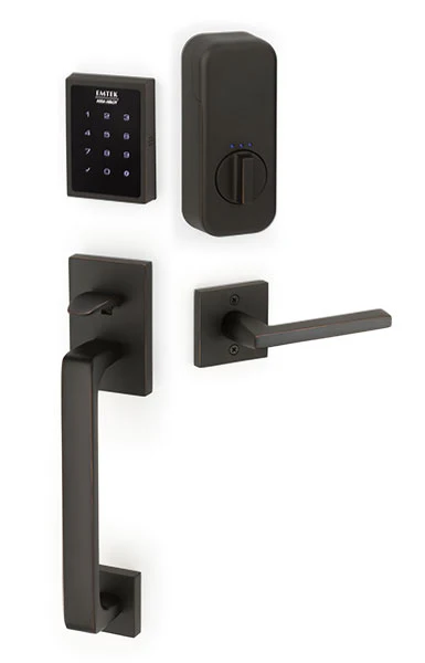 EMPOWERED MOTORIZED TOUCHSCREEN KEYPAD ENTRY SET BADEN GRIP (EMP0103) OIL RUBBED BRONZE (US10B) W/ 2-3/8