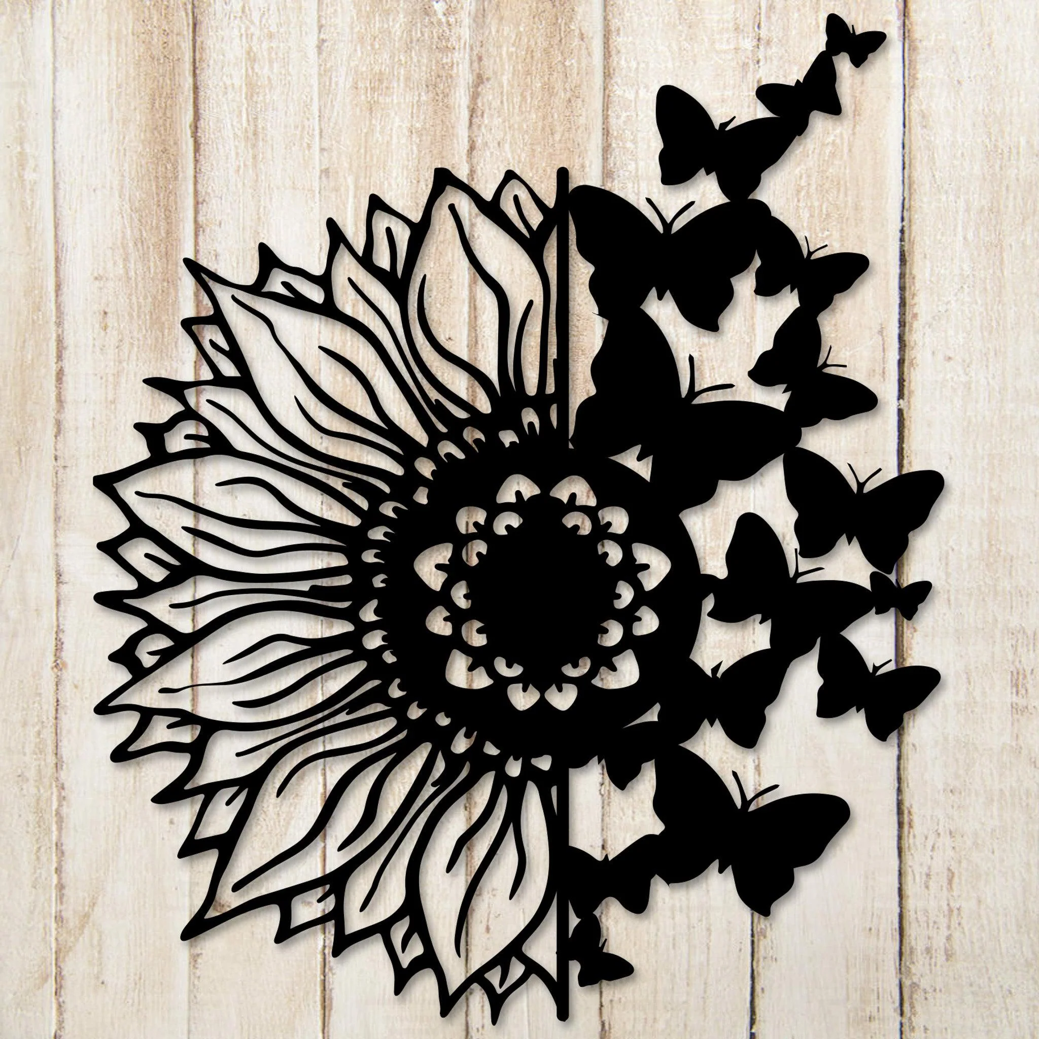 Sunflower Butterflies Metal Wall Art - Omega Custom Fabrication LLC