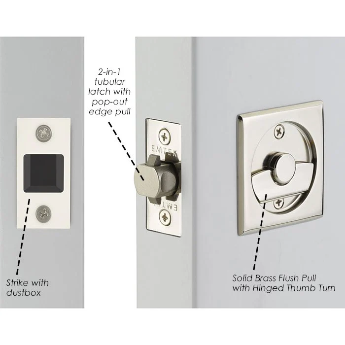 SQUARE PRIVACY (2135) POCKET DOOR TUBULAR LOCKS WITH 2-3/8
