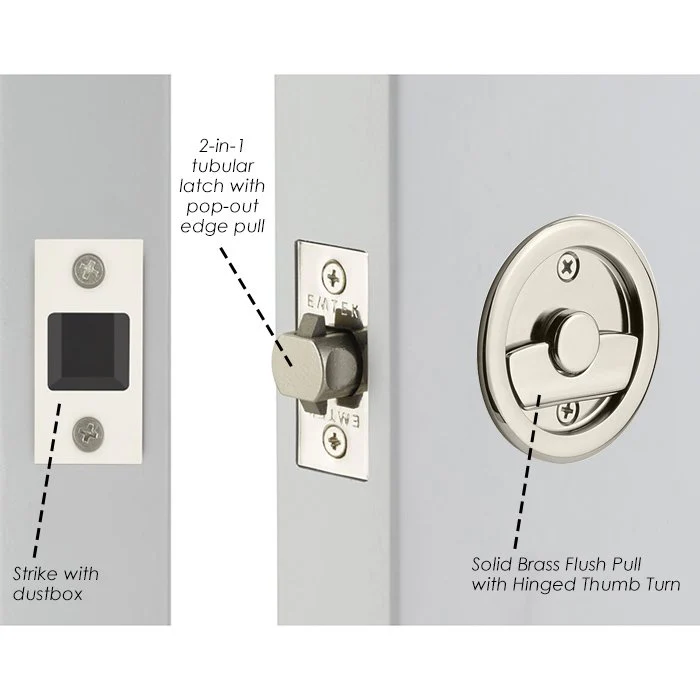 ROUND PRIVACY (2145) POCKET DOOR TUBULAR LOCKS WITH 2-3/8