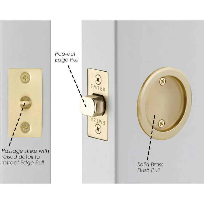 ROUND PASSAGE (2144) POCKET DOOR TUBULAR LOCKS WITH 2-3/8