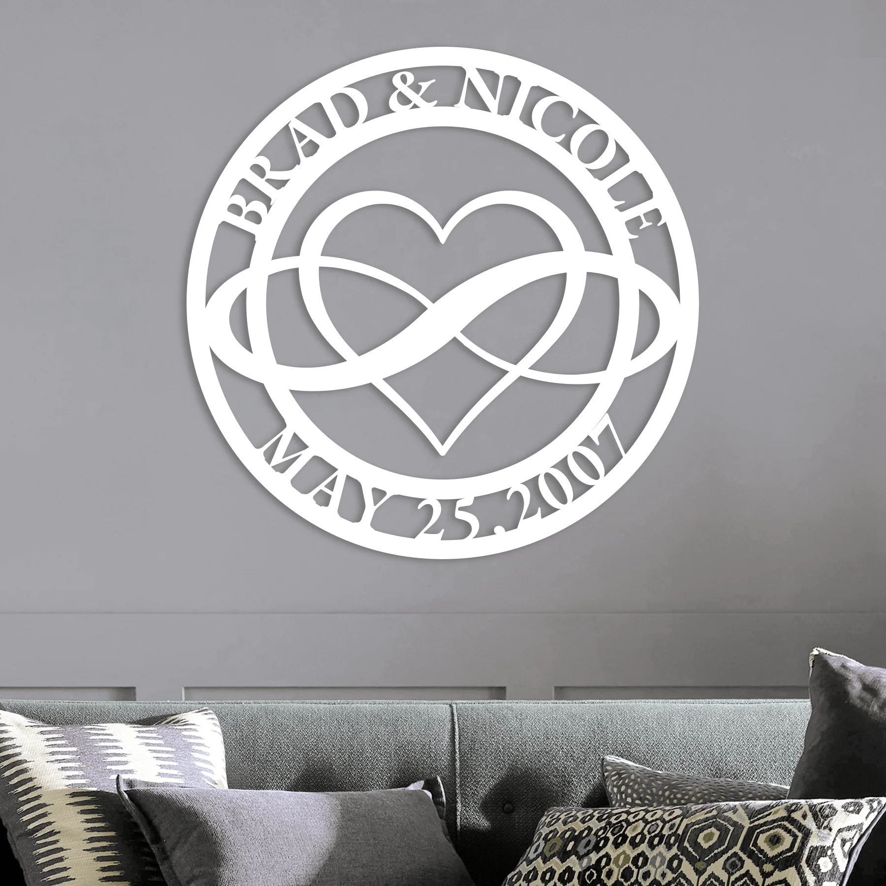 Custom Couple Infinity Heart Metal Art - Omega Custom Fabrication LLC