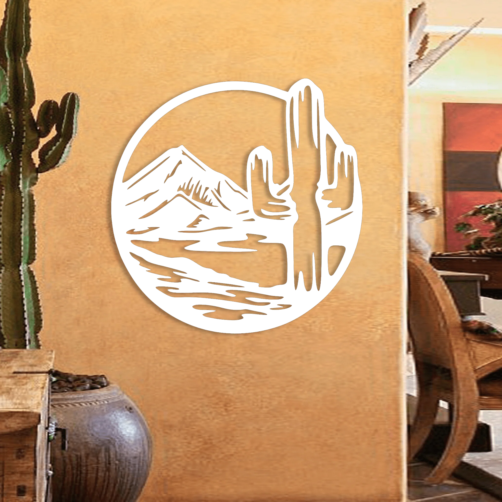 Desert Cactus Scene Metal Wall Art - Omega Custom Fabrication LLC