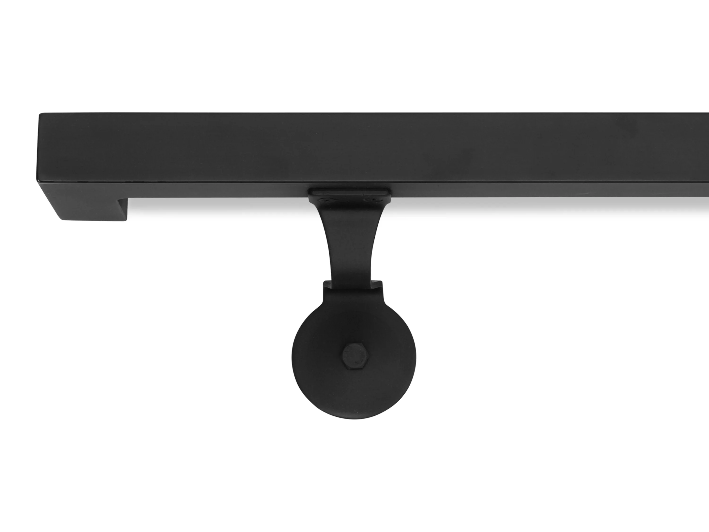 Modern Wrought Iron Handrail - Classic 1.5'' x 1.5'' Right-Angled Elbow Model with Flat Black Finish - Omega Custom Fabrication LLC