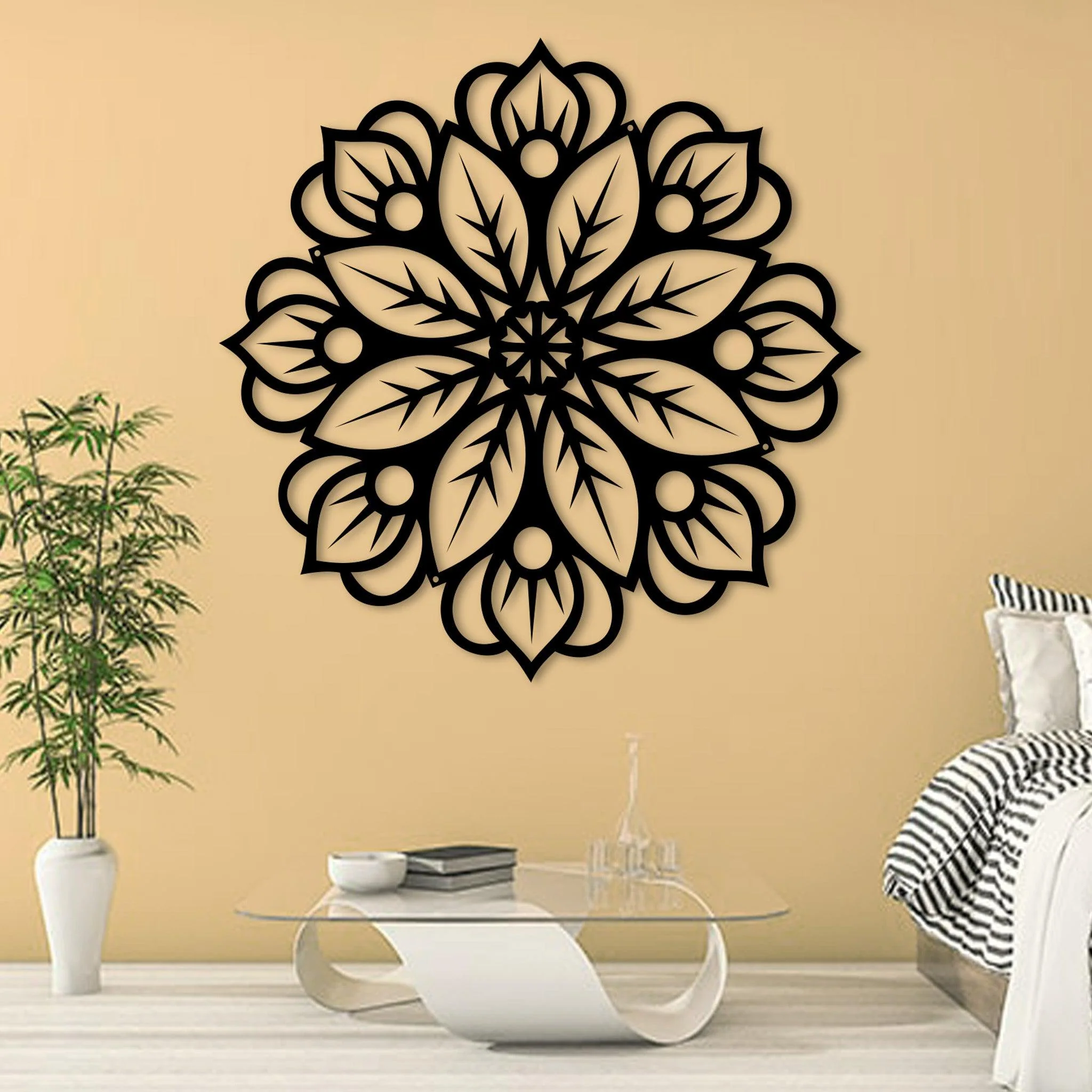 Metal Floral Mandala Wall Decor - Omega Custom Fabrication LLC