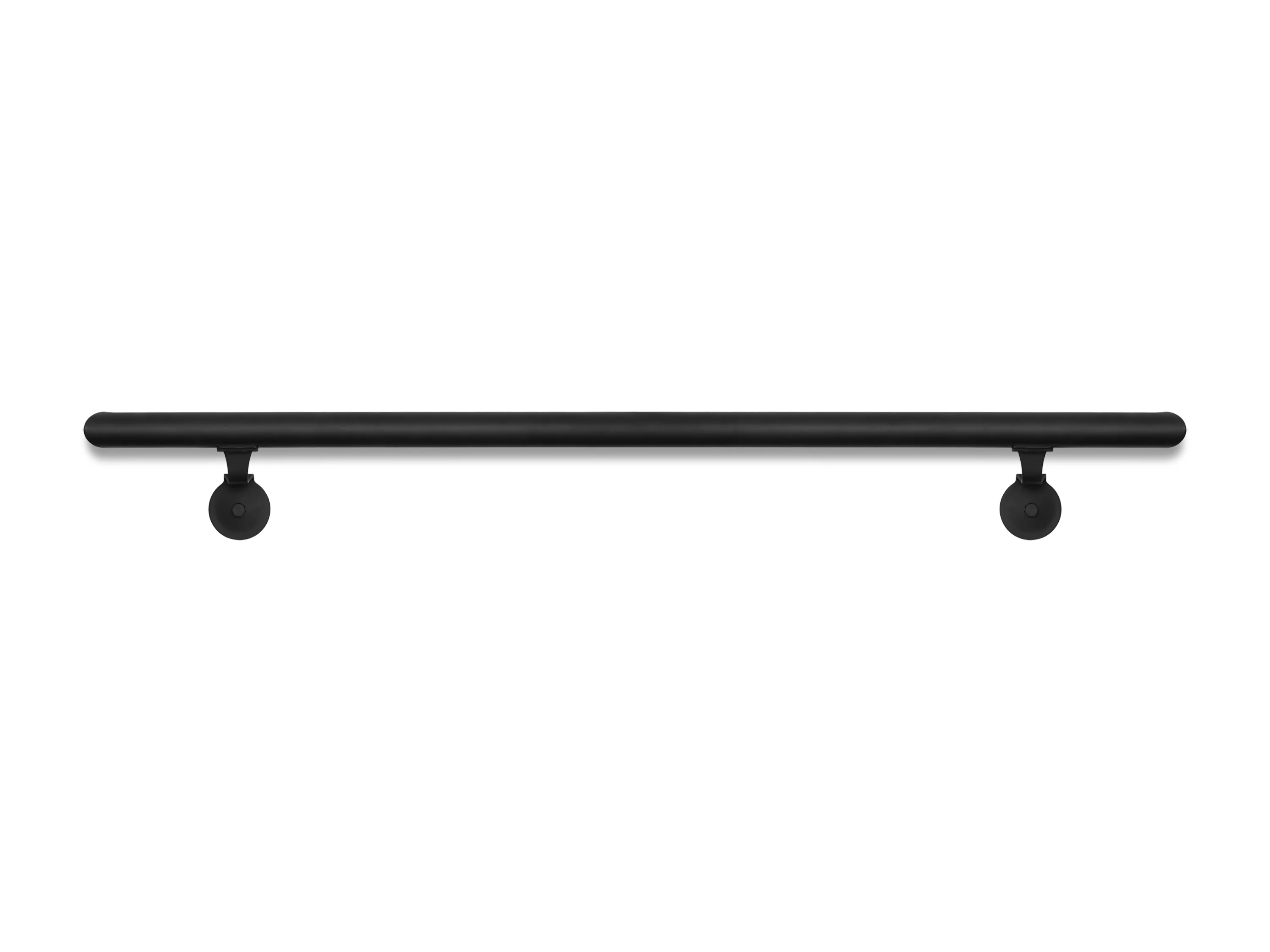 Round Metal Handrail - Custom Made 1.5'' Wrought Iron Handrail with Right Angled Elbow and Flat Black Finish - Omega Custom Fabrication LLC