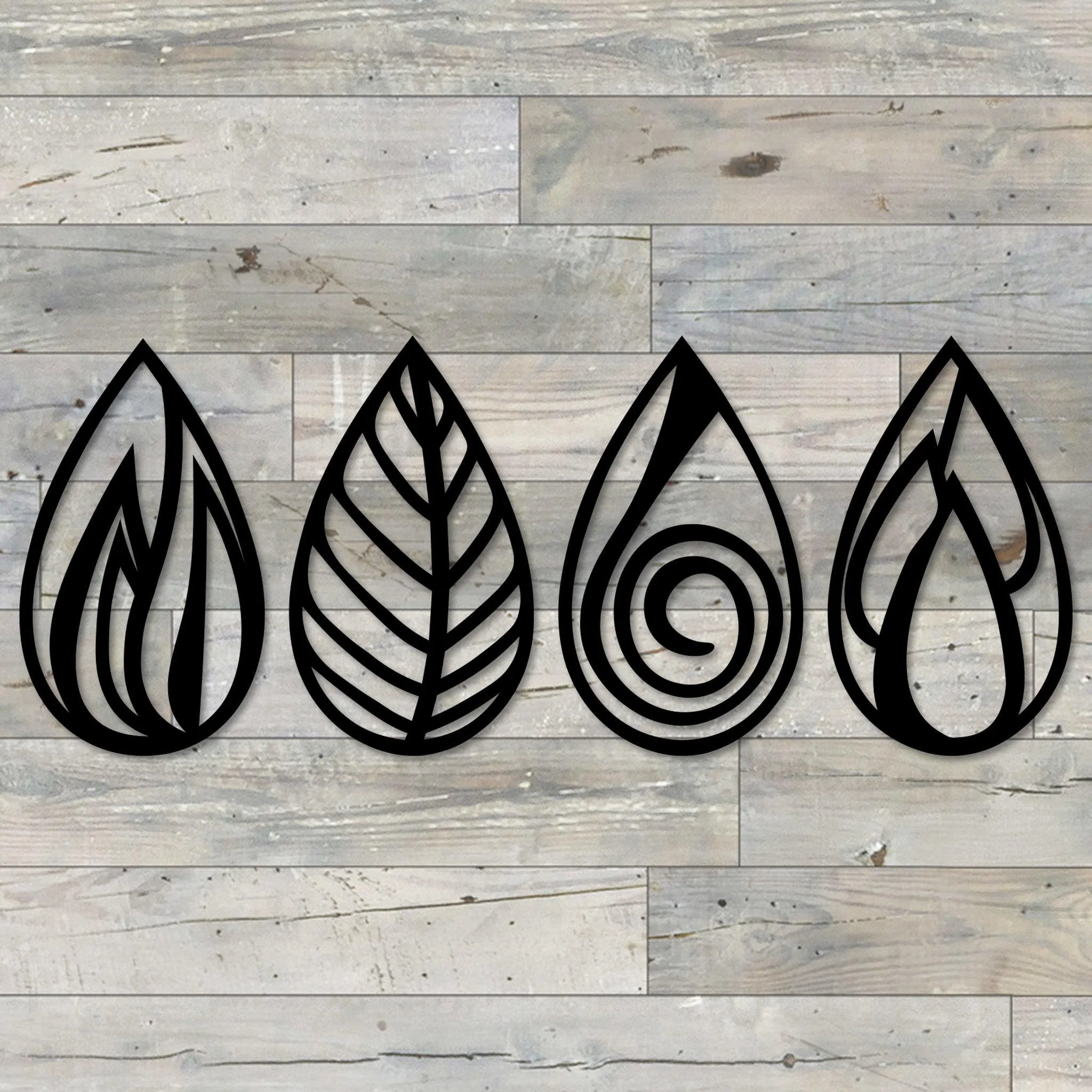 Metal Four Elements Teardrop Wall Art - Omega Custom Fabrication LLC