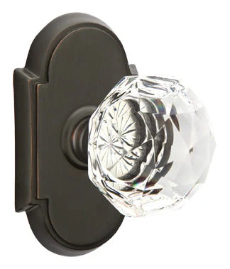 DIAMOND GLASS (CK) PASSAGE (HALL/CLOSET) KNOB WITH 2-3/8