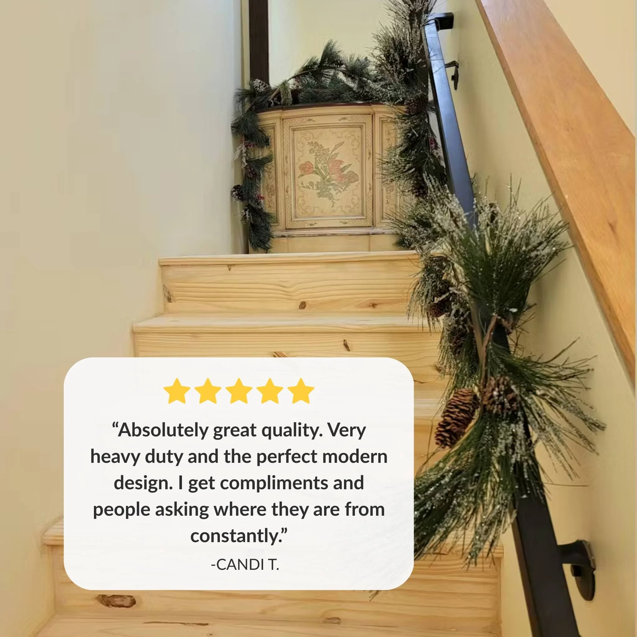 Modern Wrought Iron Handrail - Custom Made, 1.5'' x 1.5'' Square Elbow Model with Flat Black Finish - Omega Custom Fabrication LLC