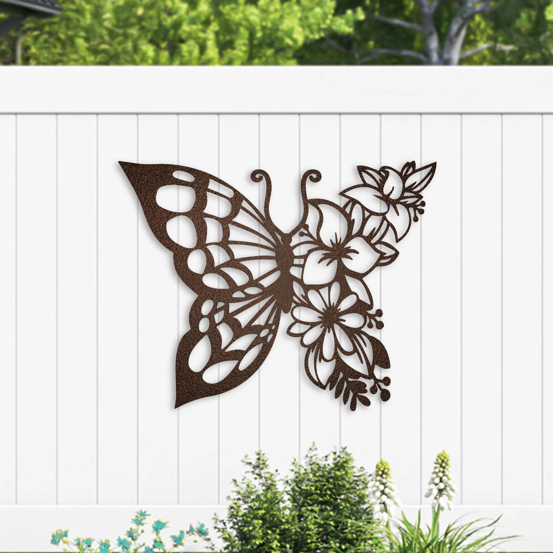 Butterfly Flowers Metal Wall Art - Omega Custom Fabrication LLC