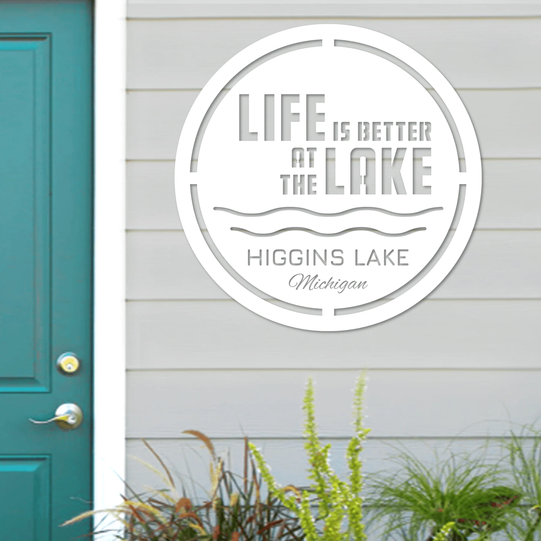 Custom Life Is Better At The Lake Sign - Omega Custom Fabrication LLC