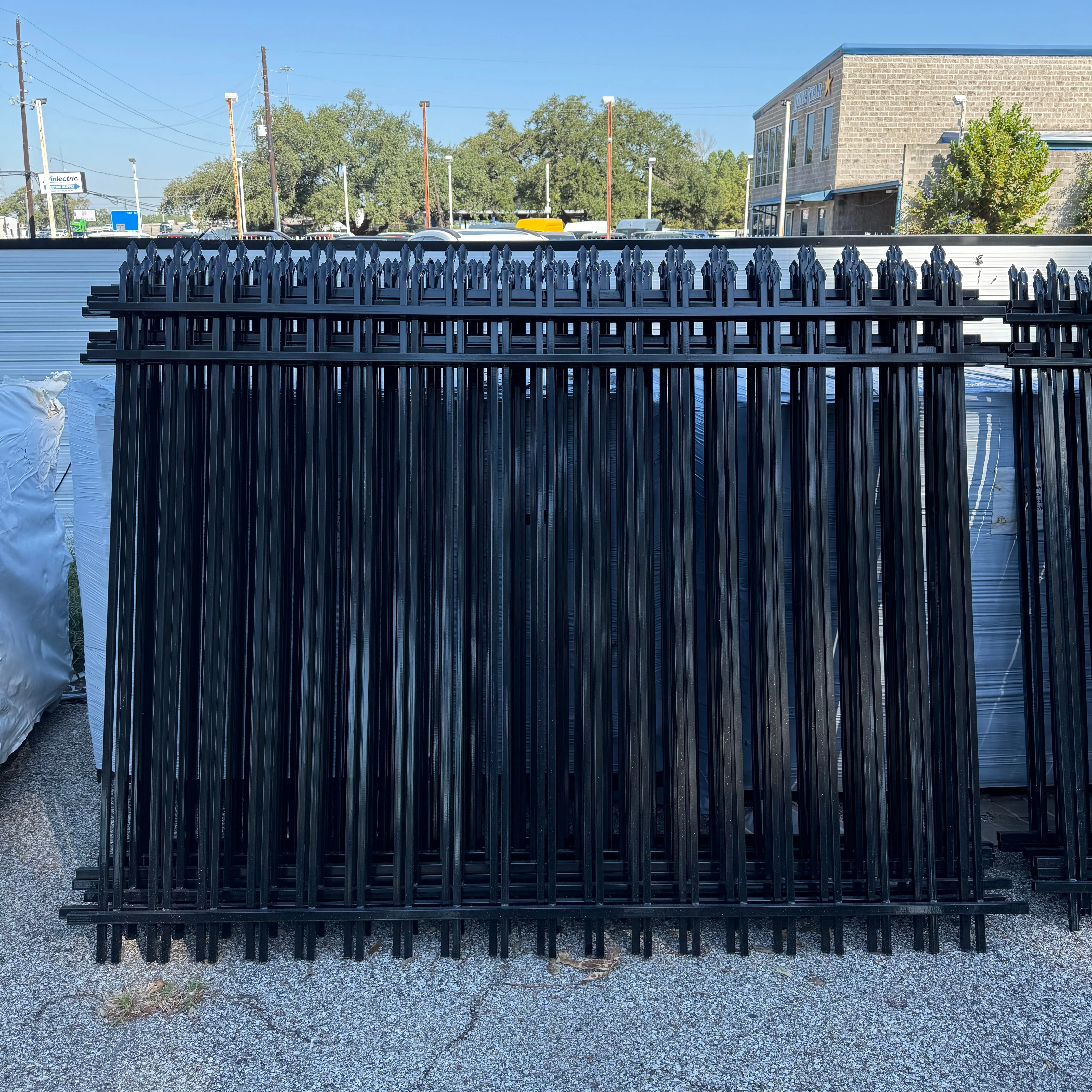 Metal Fence Pressed Point Powder Coated 6 ft. x 8 ft. Pickets 3/4 Three Rails - Omega Custom Fabrication LLC