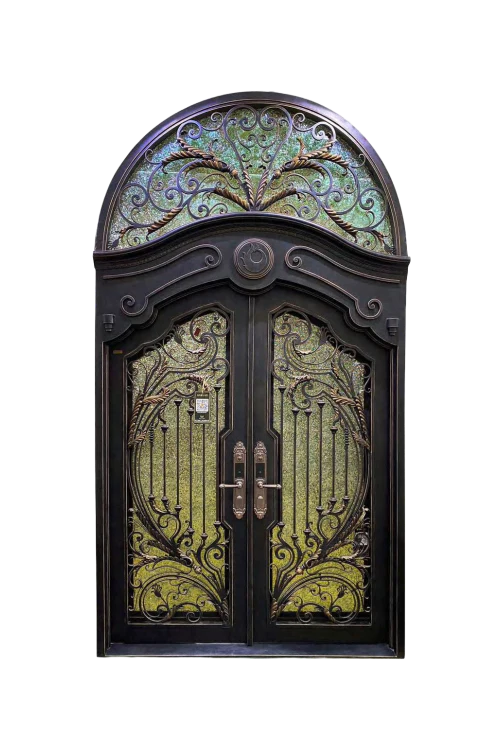 Gilded Plume Arched Iron Door (Doors Only) - Omega Custom Fabrication LLC