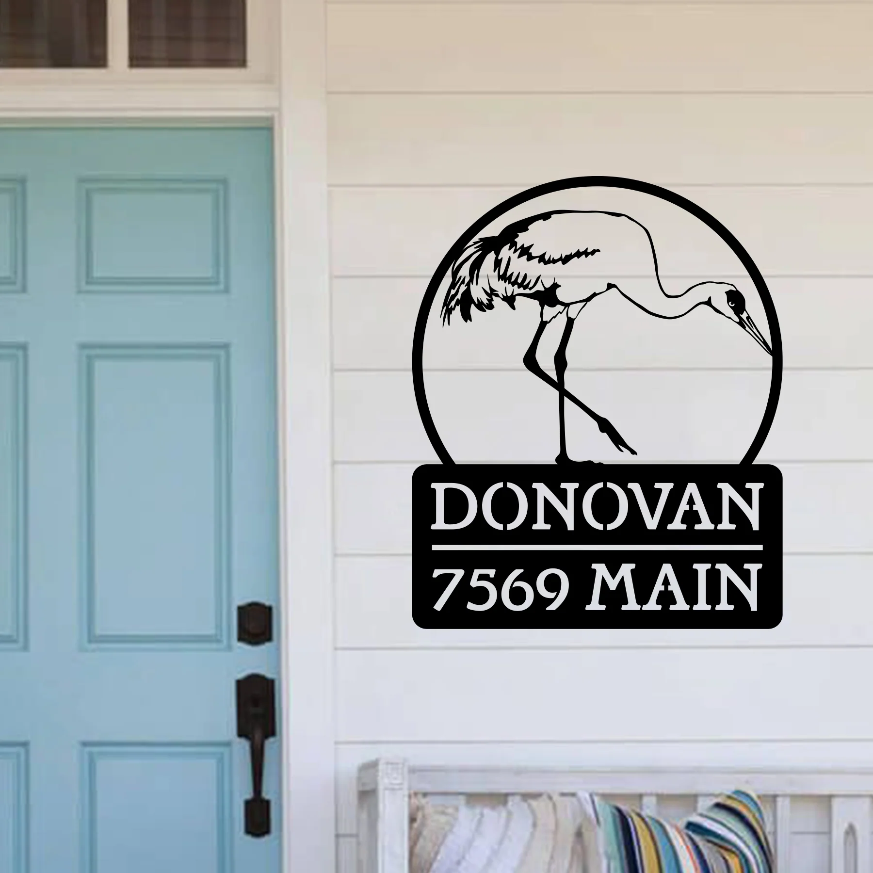 Custom Sandhill Crane Metal Address Sign - Omega Custom Fabrication LLC