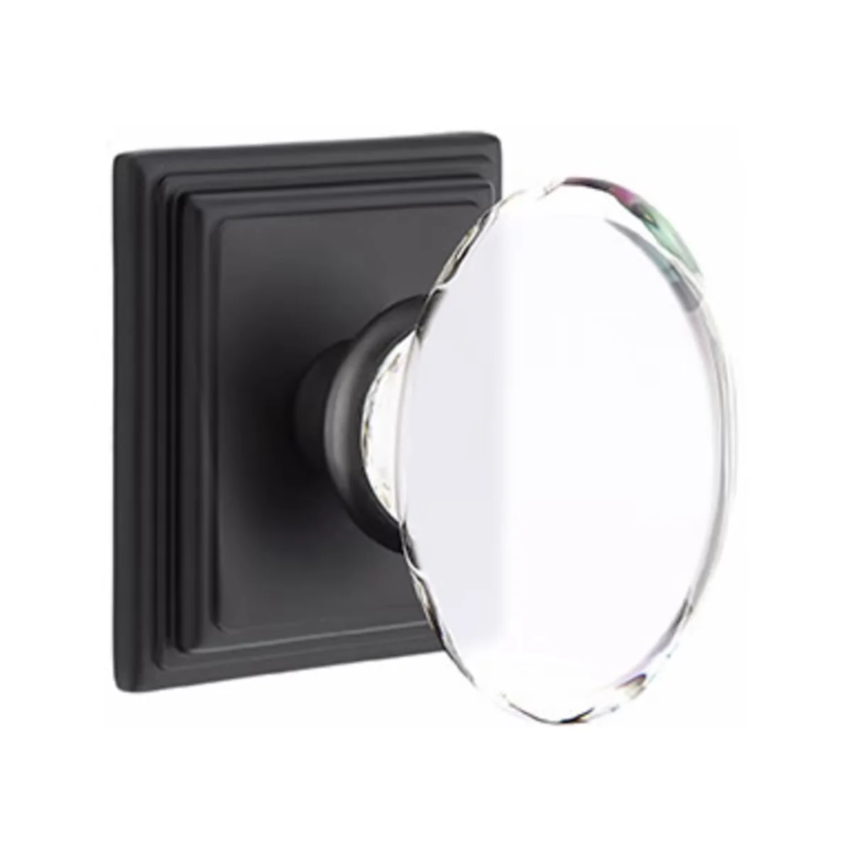 HAMPTON GLASS (HT) DUMMY (PAIR) KNOB WITH TRADITIONAL ROSETTE - Omega Custom Fabrication LLC