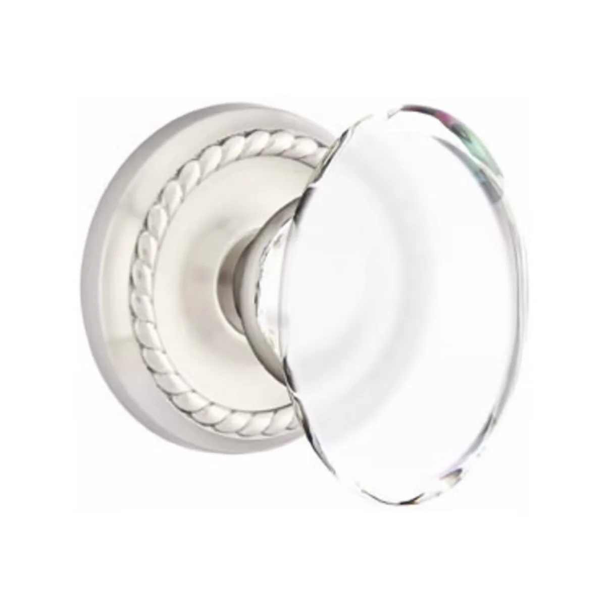 HAMPTON GLASS (HT) DUMMY (PAIR) KNOB WITH TRADITIONAL ROSETTE - Omega Custom Fabrication LLC