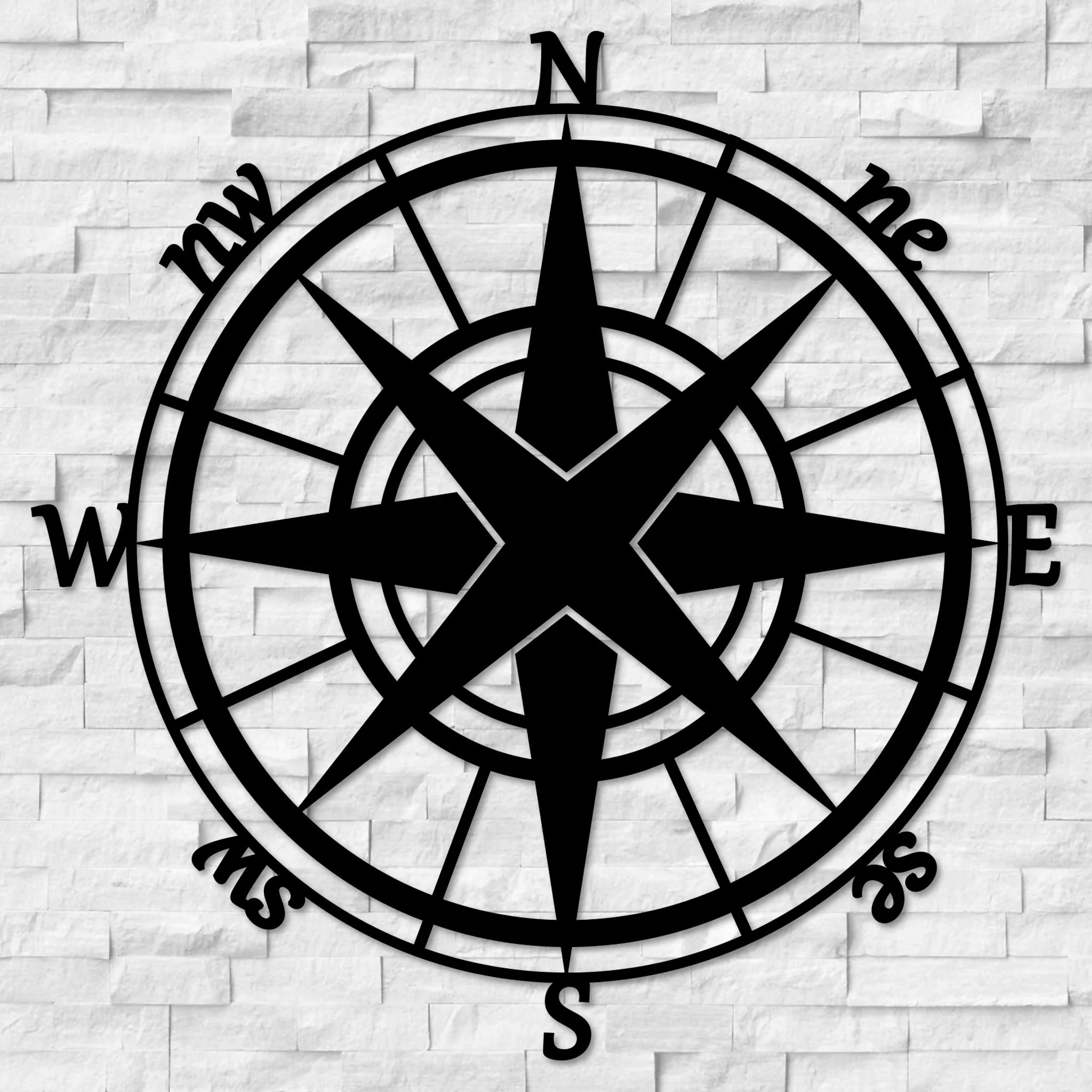 Compass Metal Wall Decor - Omega Custom Fabrication LLC